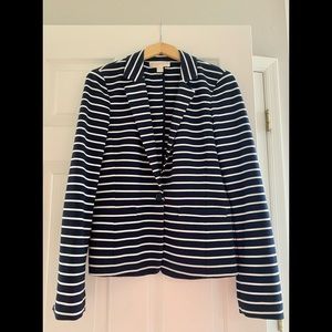 MICHAEL KORS Striped Knit Blazer, Dk.Navy & White Size 10